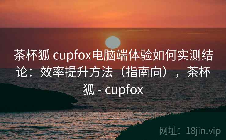 茶杯狐 cupfox电脑端体验如何实测结论：效率提升方法（指南向），茶杯狐 - cupfox